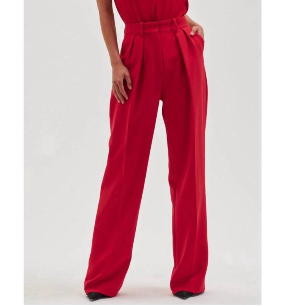 RONNY KOBO sz XS marie pant in cherry red wide leg high waist